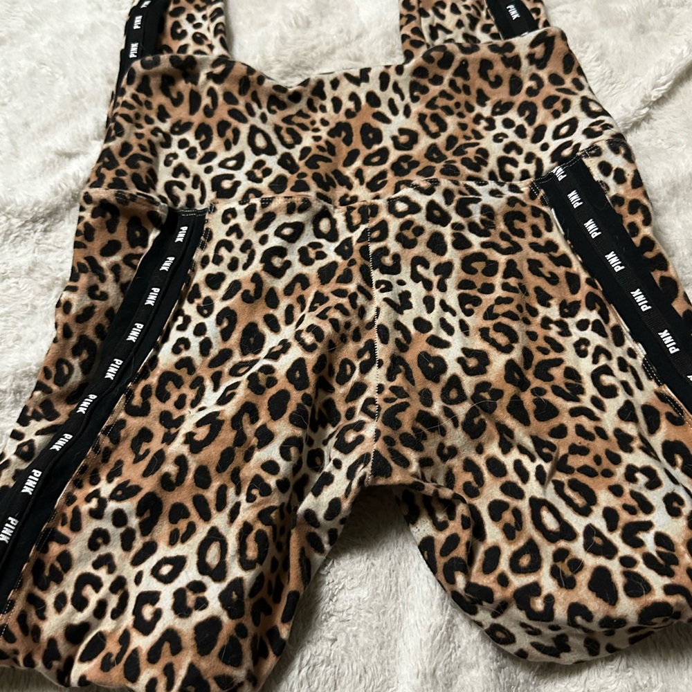 PINK Victoria's Secret Leopard Print Pants with Black Stripe